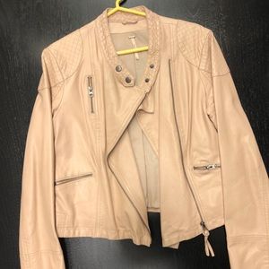 Free People blush leather jacket